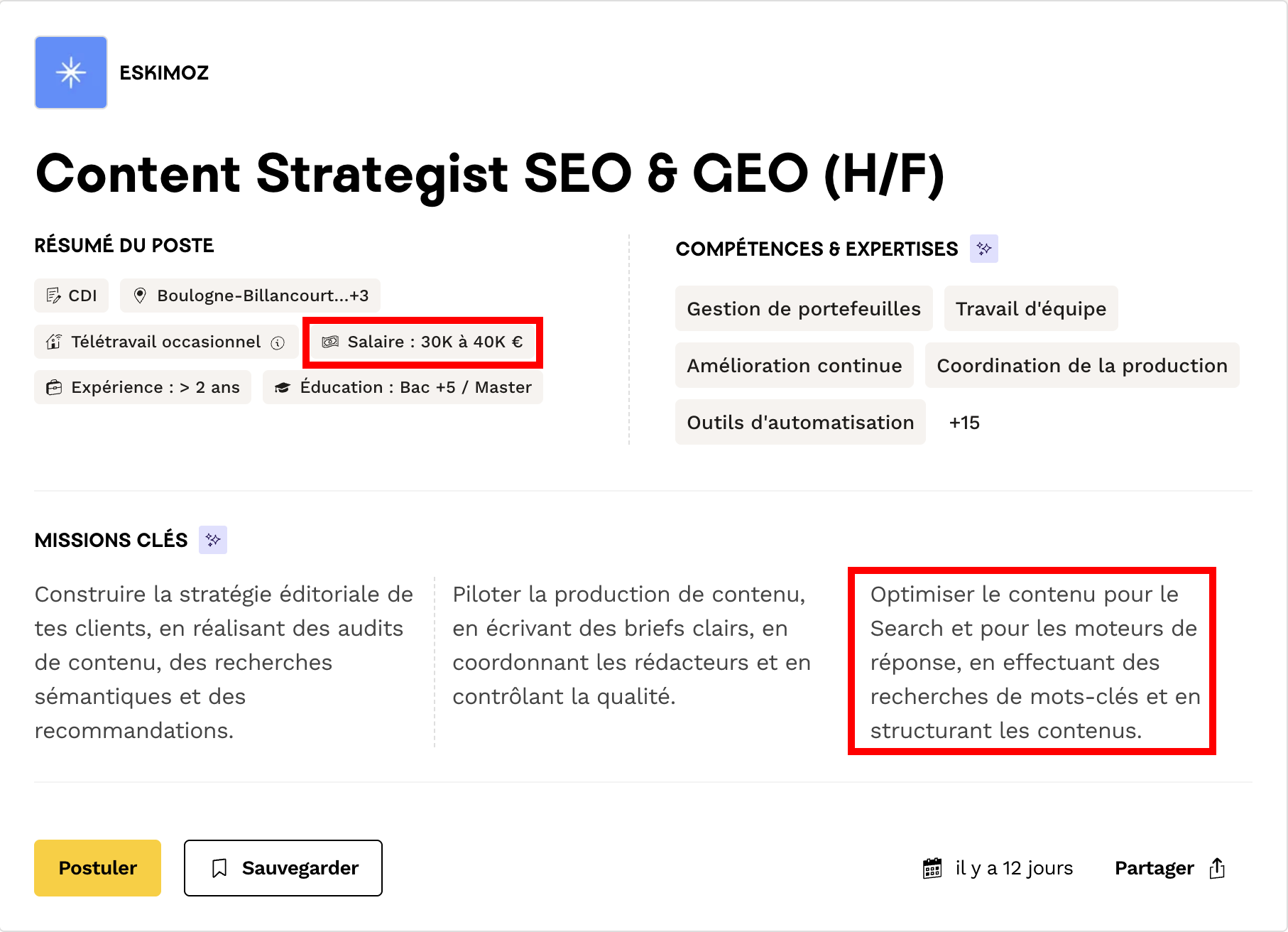 Welcome to the Jungle : Content Strategist SEO et GEO chez Eskimoz, salaire et mission encadrés