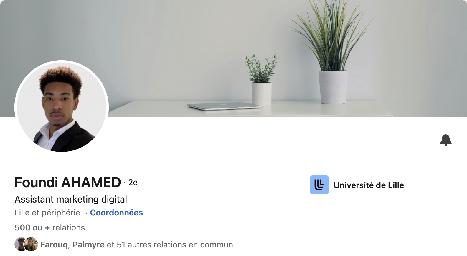 Profil LinkedIn de Foundi Ahamed